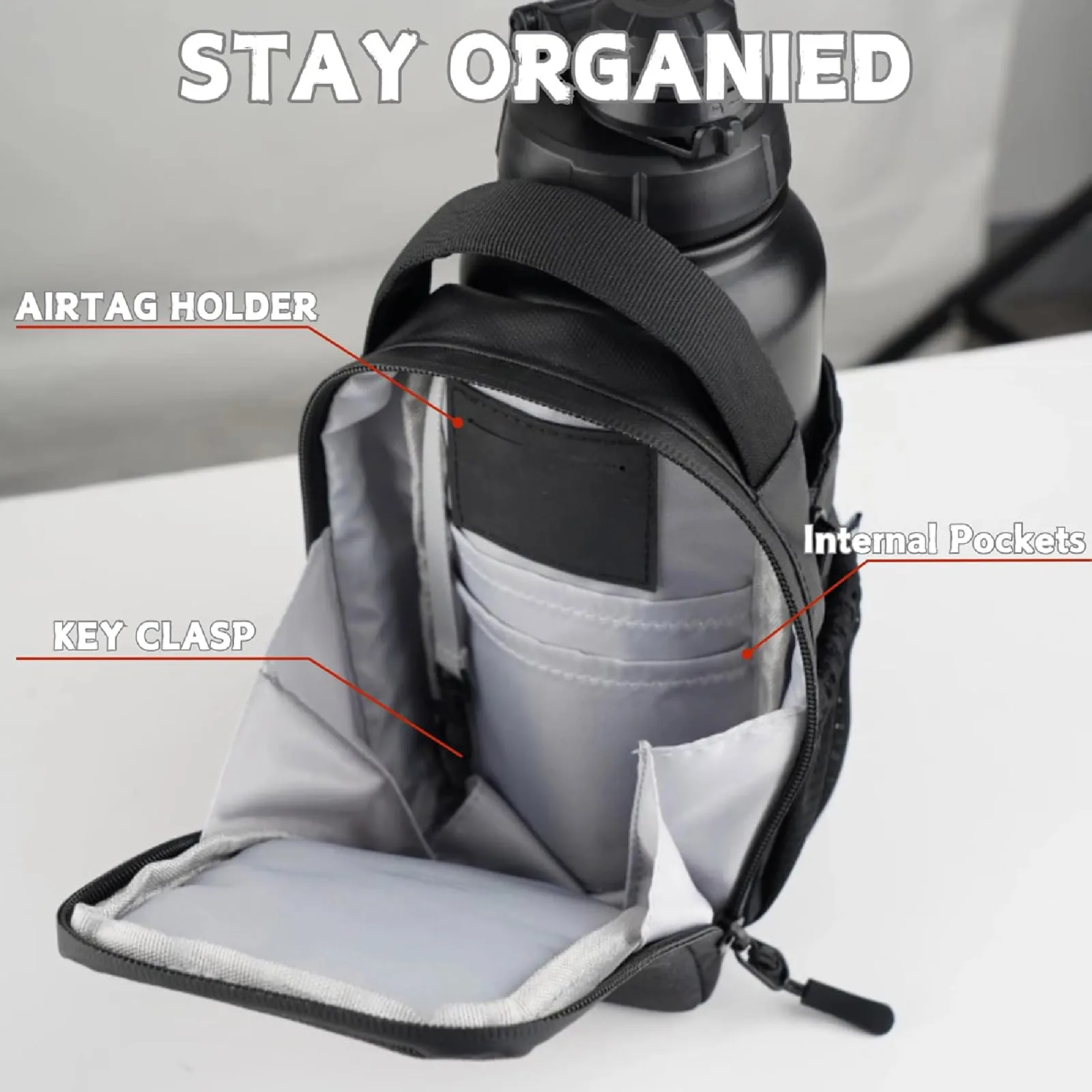 Bolso porta botella magnético para el gimnasio