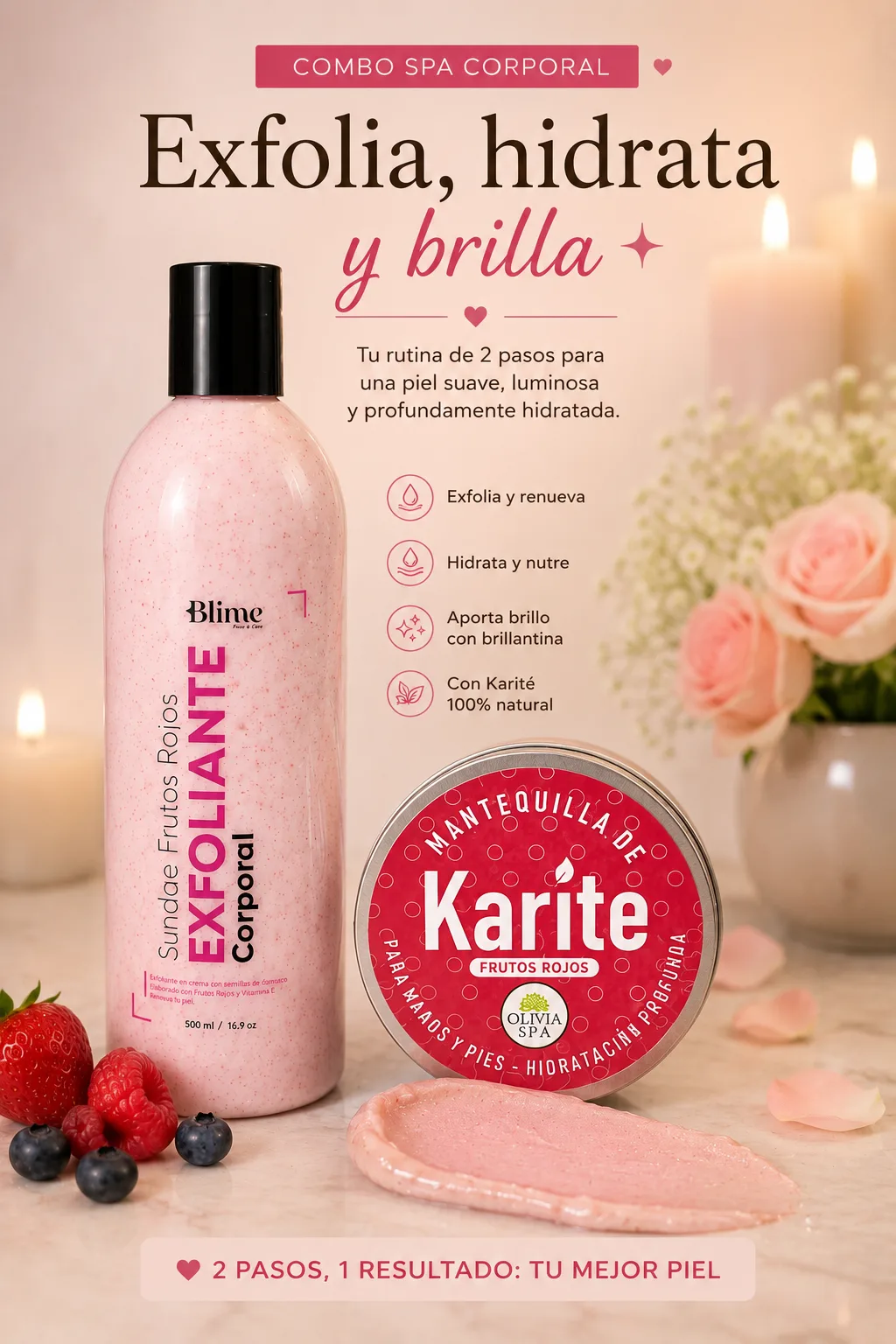 Combo spa corporal: exfoliante 500 ml + mantequilla de karité