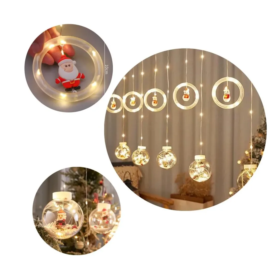 Guirnalda de luces cálidas con esferas navideñas