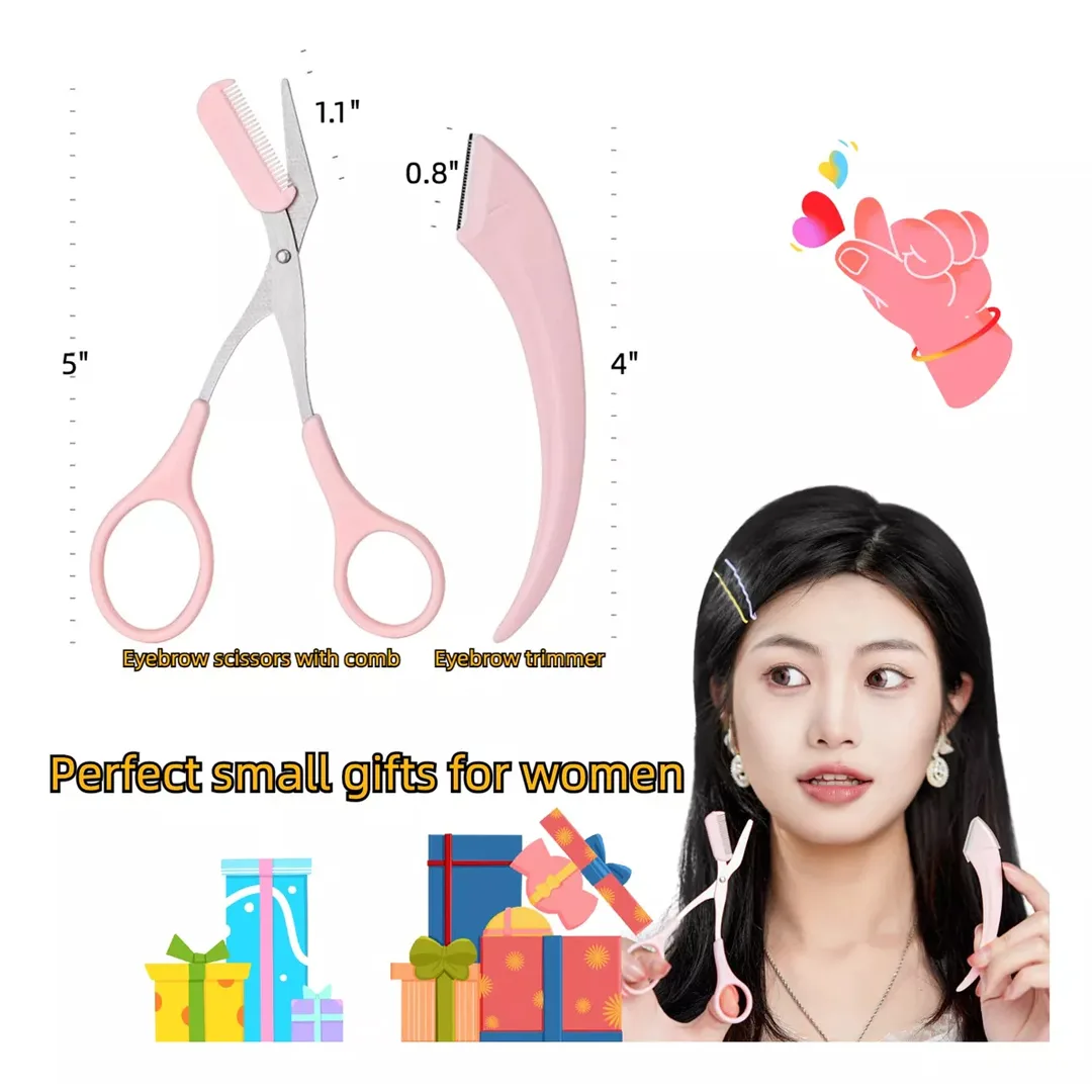 Kit de tijera de cejas con peineta y 2 perfiladores