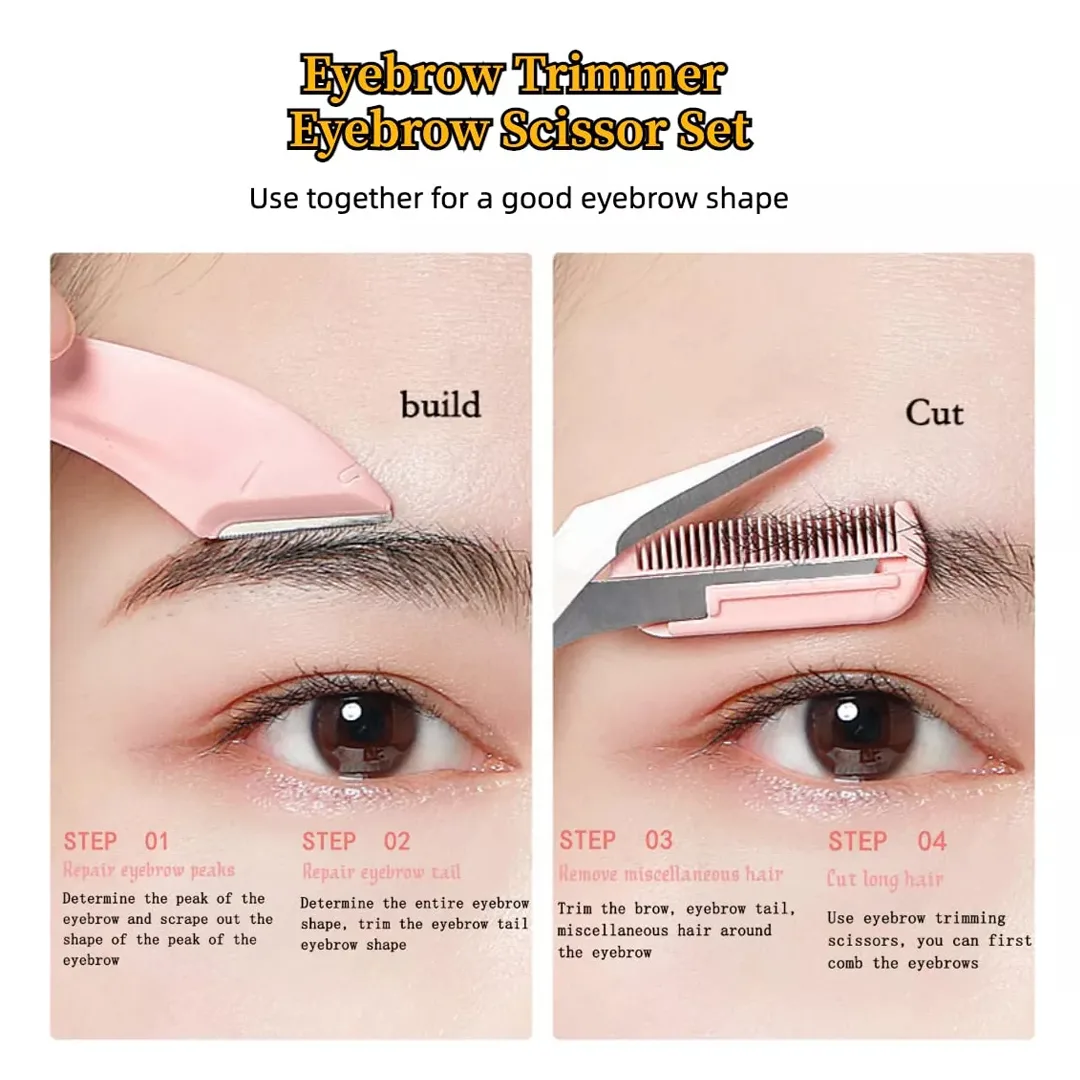 Kit de tijera de cejas con peineta y 2 perfiladores