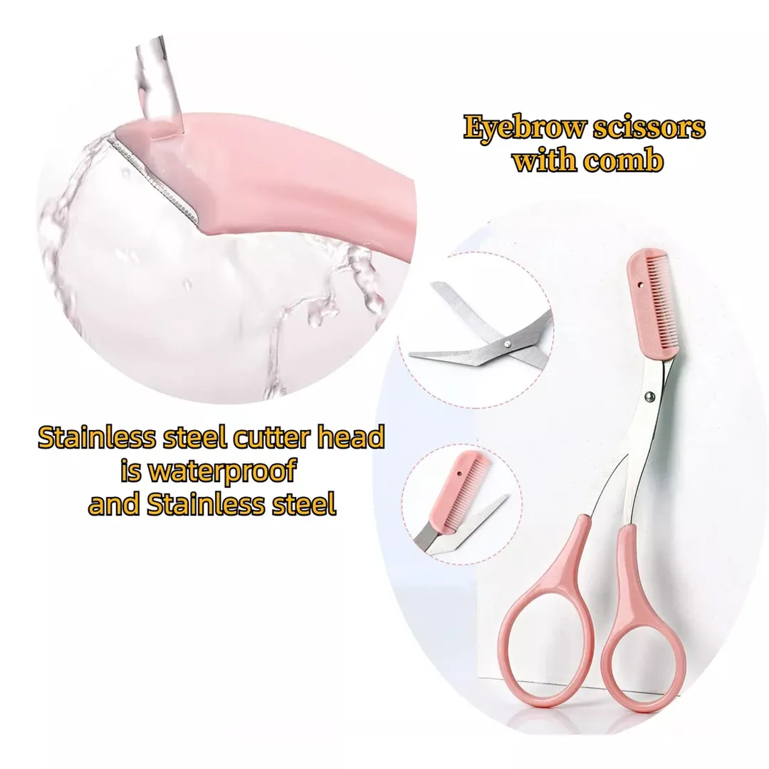 Kit de tijera de cejas con peineta y 2 perfiladores