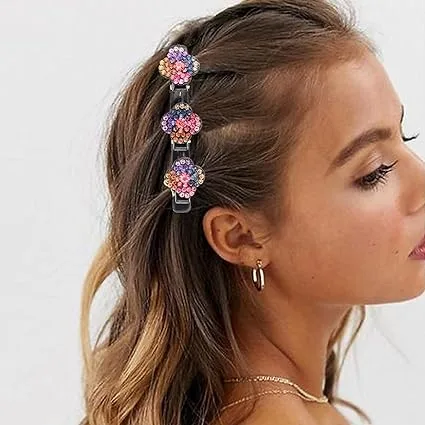 Pinzas trenzadas para el cabello con brillantes