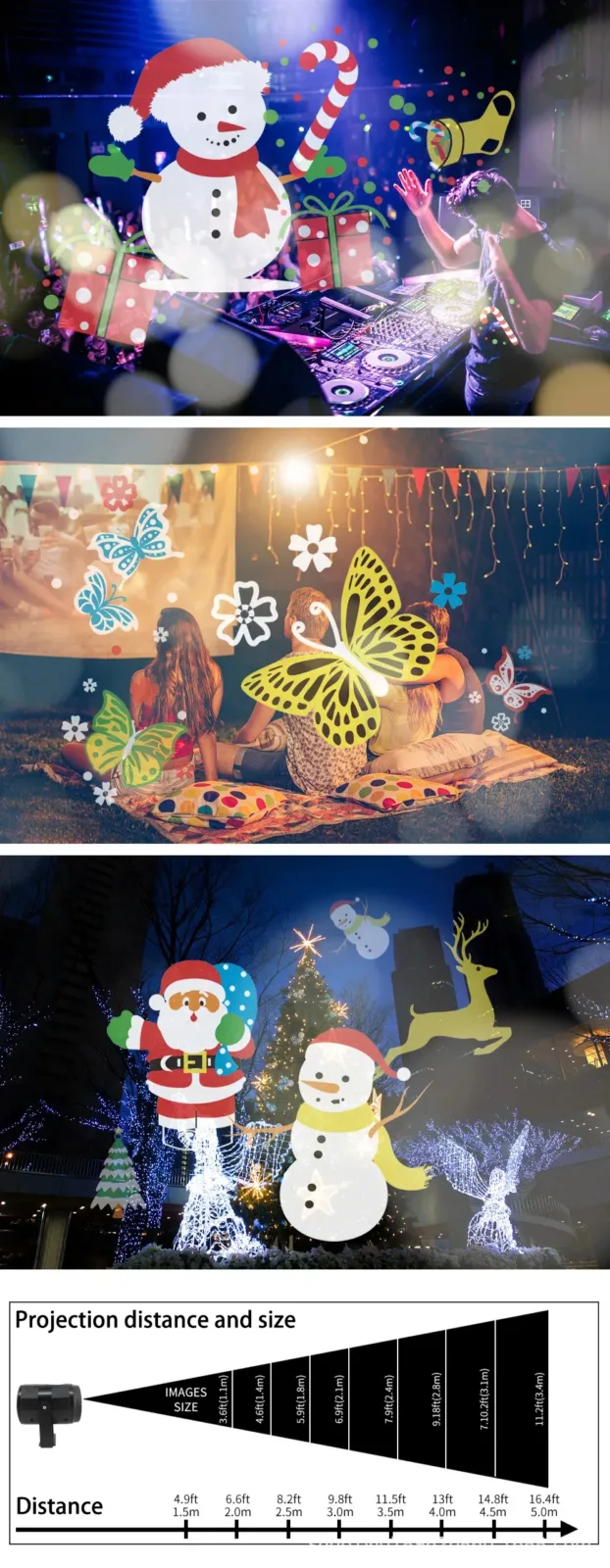 Proyector de luces navideñas con 6 diseños