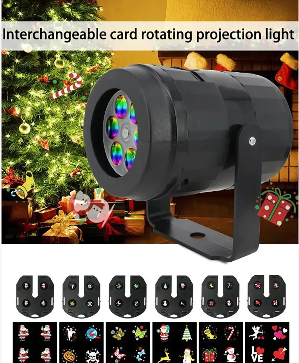 Proyector de luces navideñas con 6 diseños