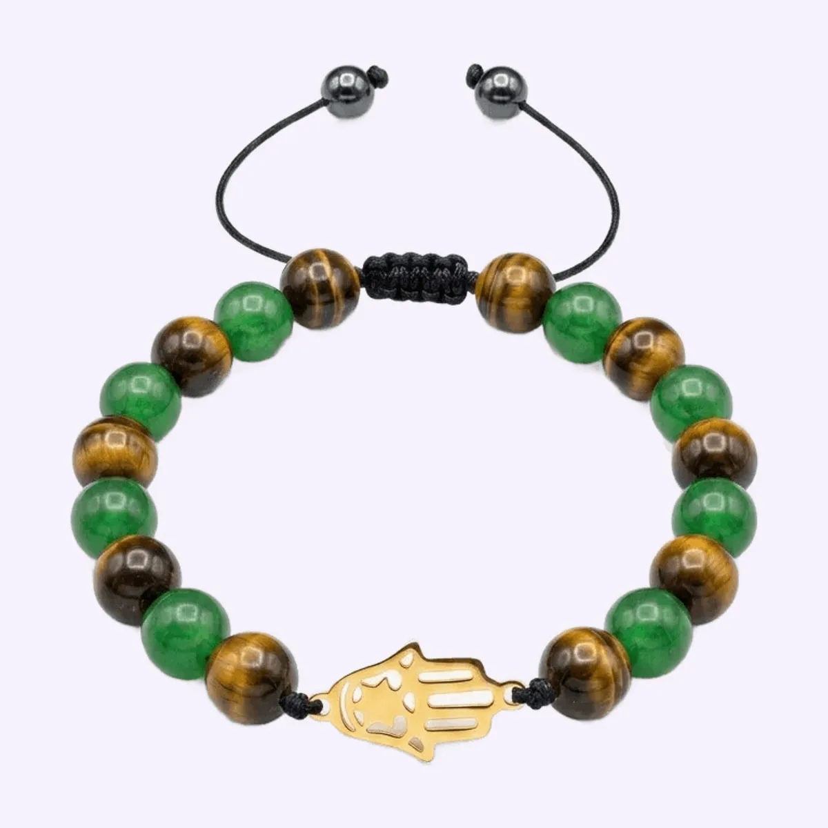 Pulsera Hamsa con ojo de tigre y aventurina