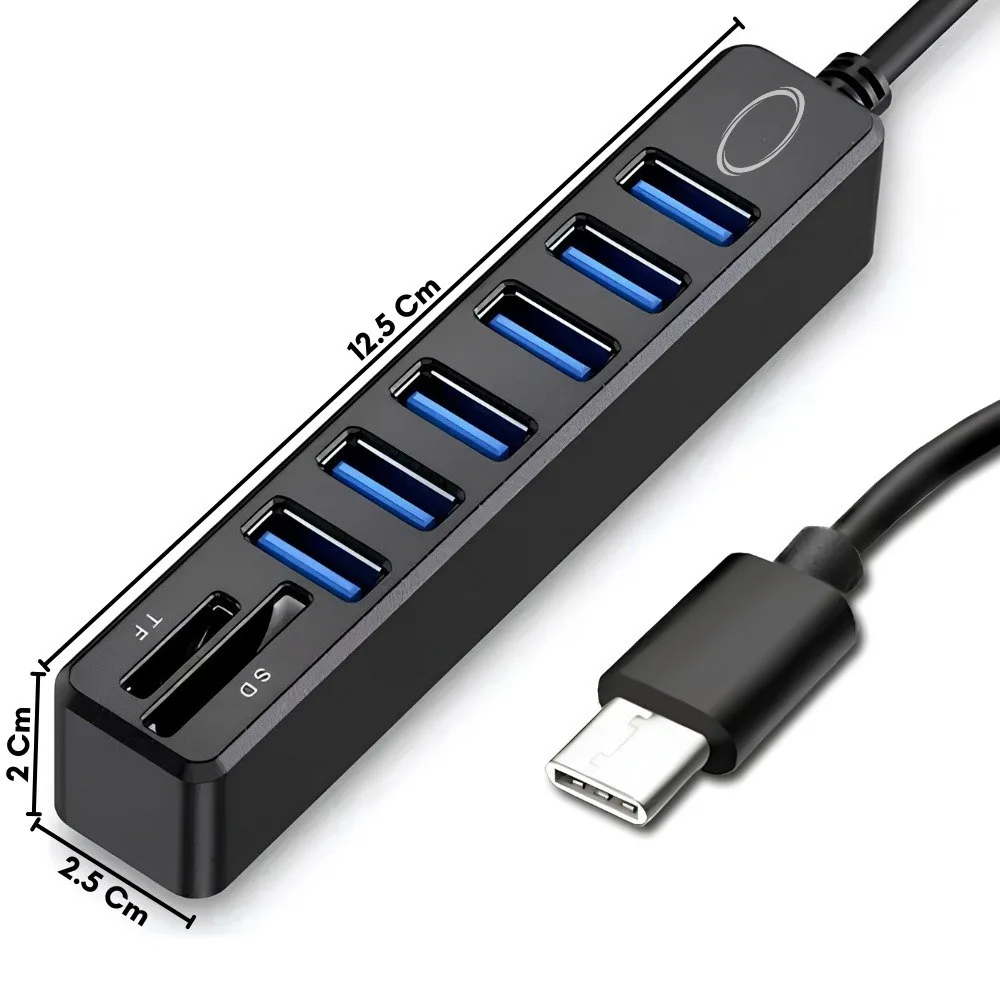 Hub USB tipo C 8 en 1 con lector de tarjetas
