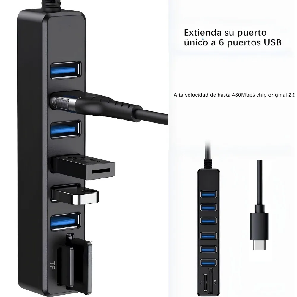 Hub USB tipo C 8 en 1 con lector de tarjetas