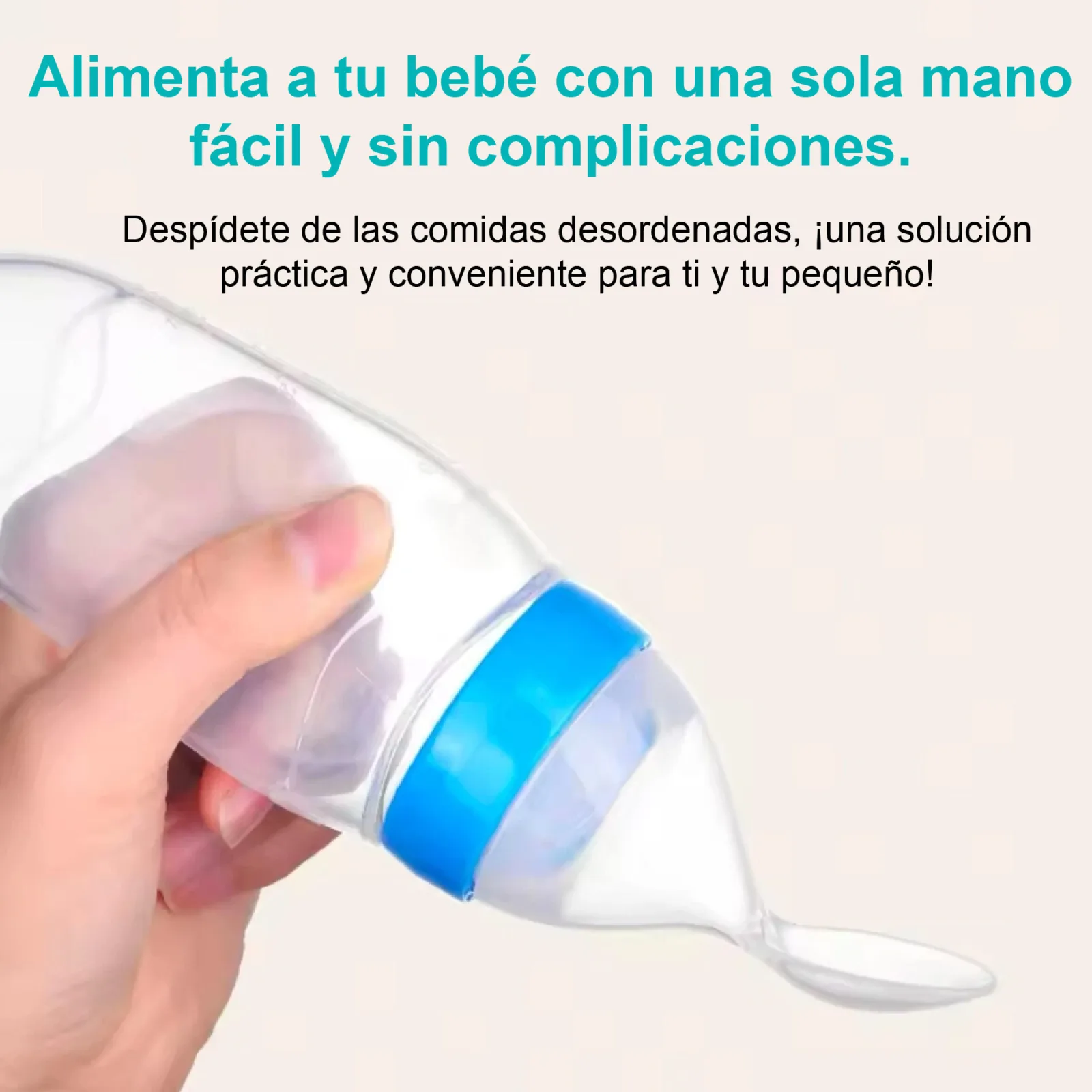 Biberón con cuchara dosificadora para papillas