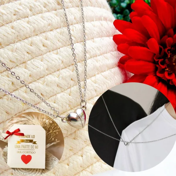 Cadenas de pareja con corazón de imán