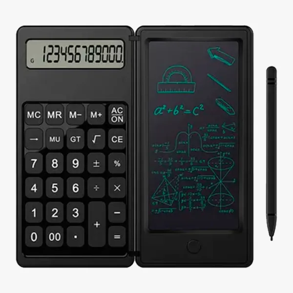 Calculadora plegable con tableta para escribir