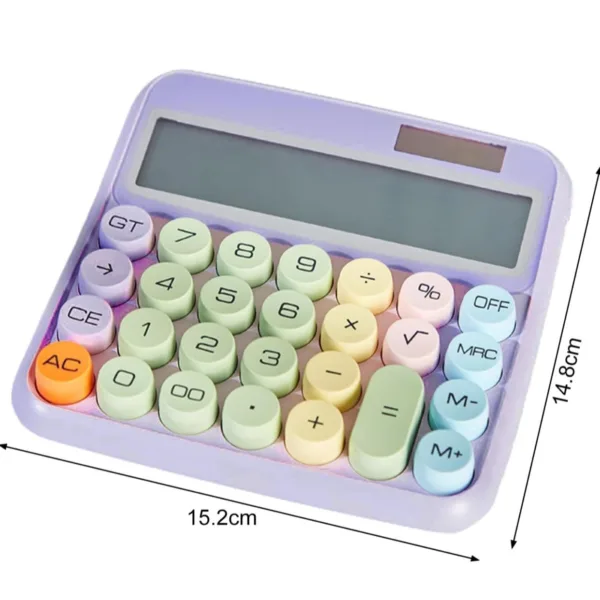 Calculadora solar con teclas redondas de colores