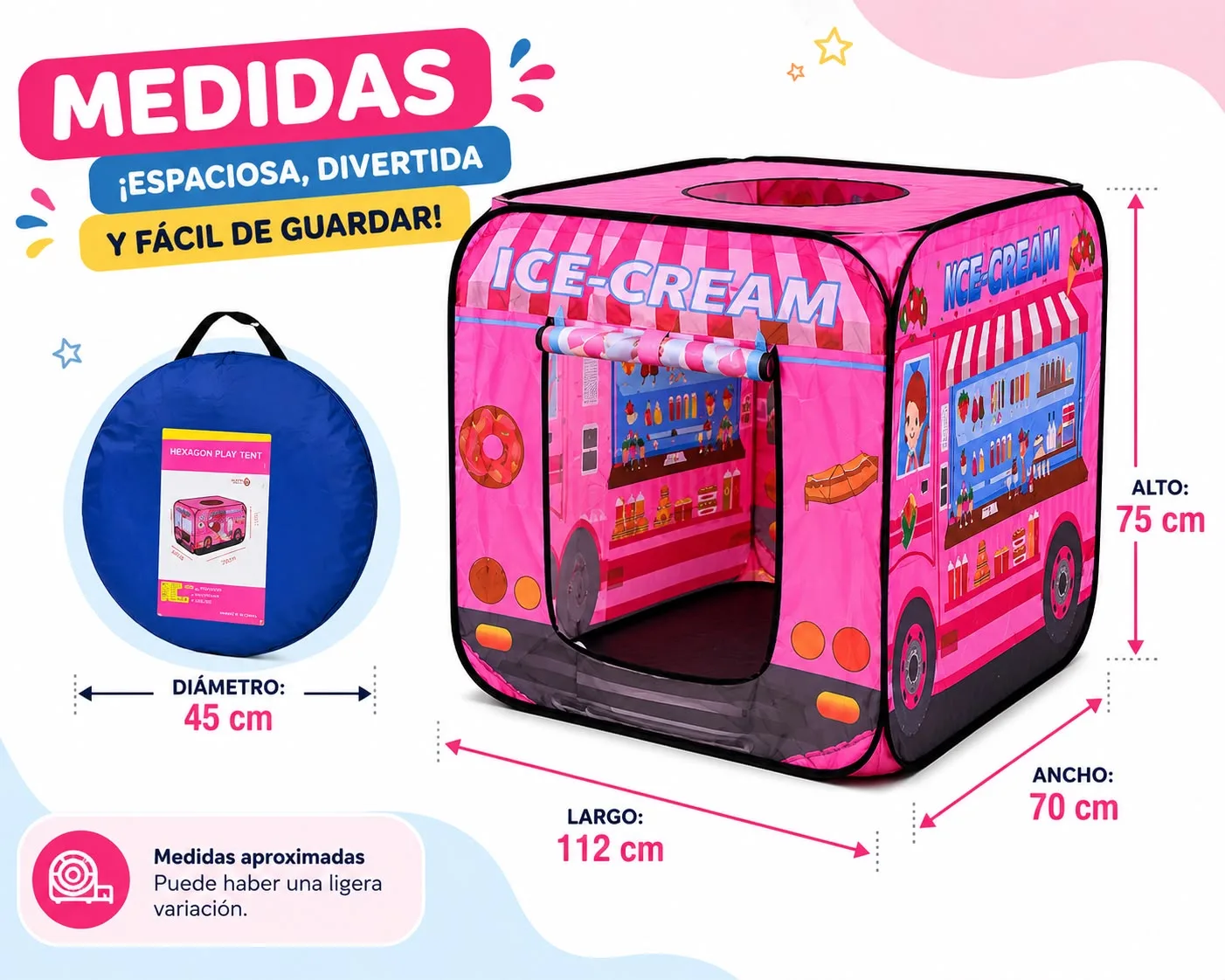 Carpa infantil en forma de carrito