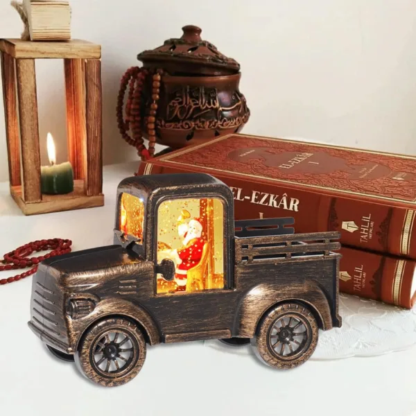 Camioneta navideña decorativa con Papá Noel y luz