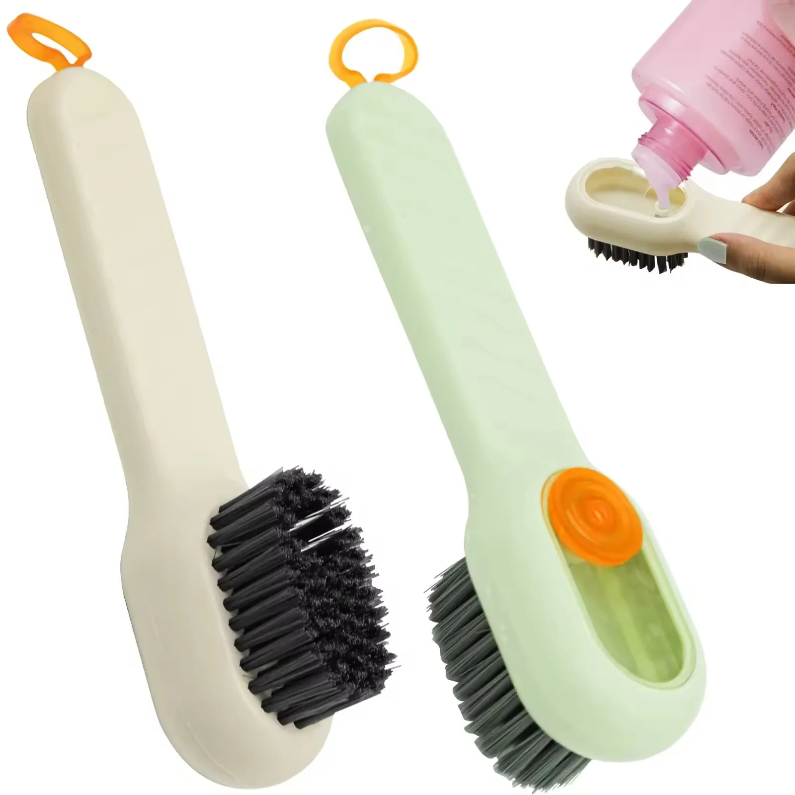 Cepillo para zapatos con dispensador de jabón