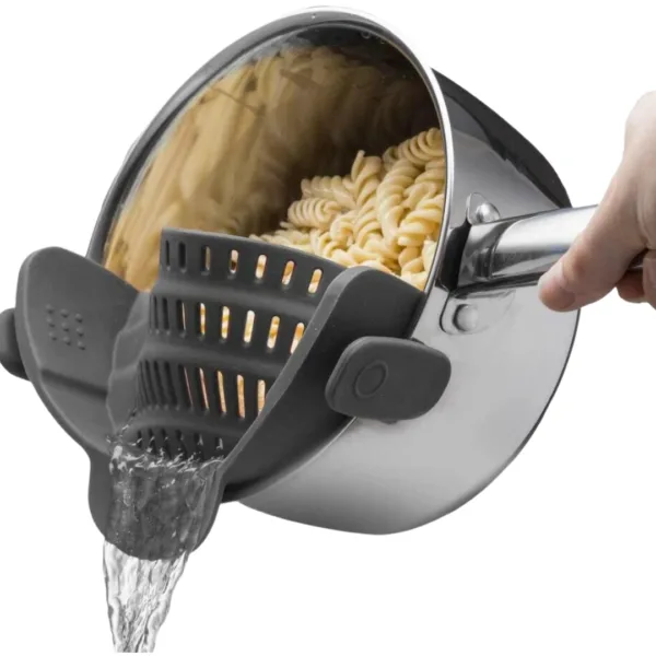 Colador de silicona con clip para ollas