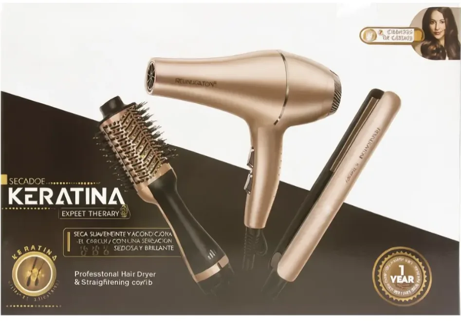 Kit de secador, plancha y cepillo térmico para el cabello