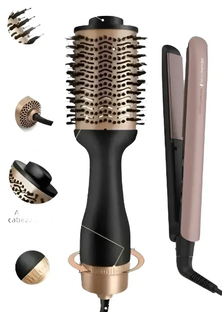 Kit de secador, plancha y cepillo térmico para el cabello