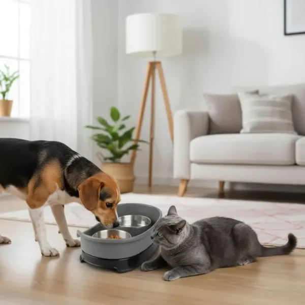 Comedero doble elevado para mascotas