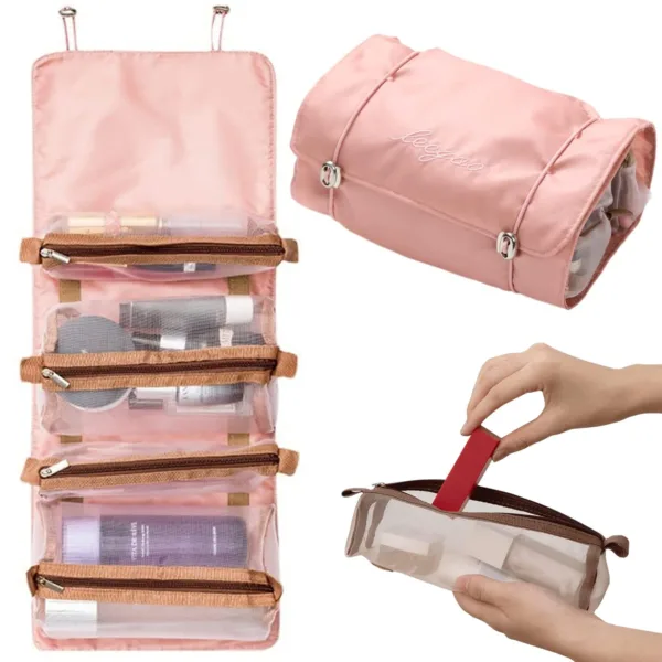 Organizador de viaje colgable con 4 bolsas transparentes