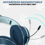 Audífonos gamer de diadema con orejas de gato y luz RGB