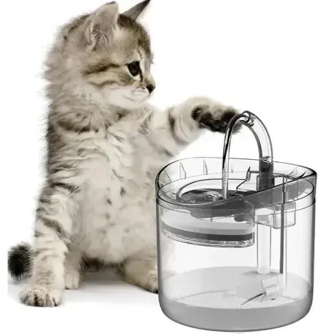 Fuente de agua transparente para mascotas