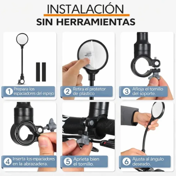 Espejos retrovisores flexibles para bicicleta y scooter