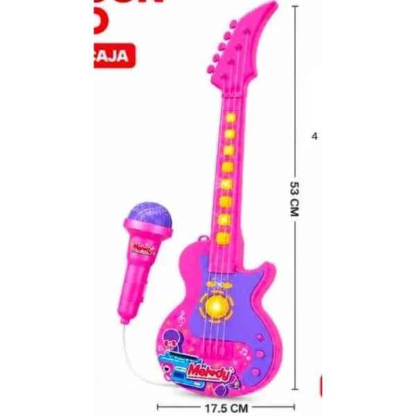 Guitarra de juguete con micrófono, luces y sonido
