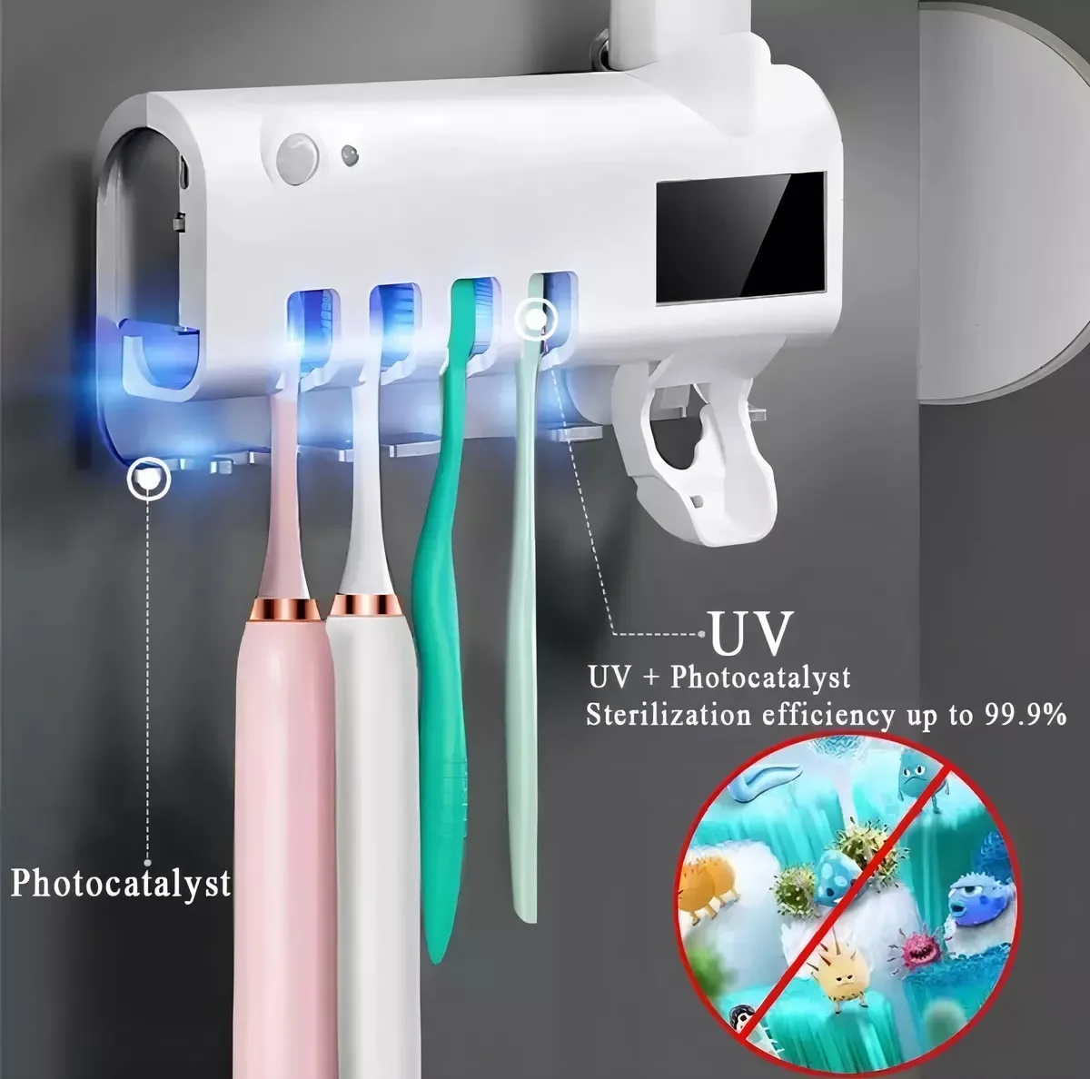 Irrigador dental recargable y dispensador de crema