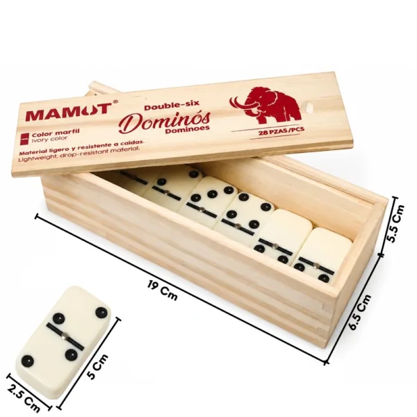 Dominó doble 6 en caja de madera