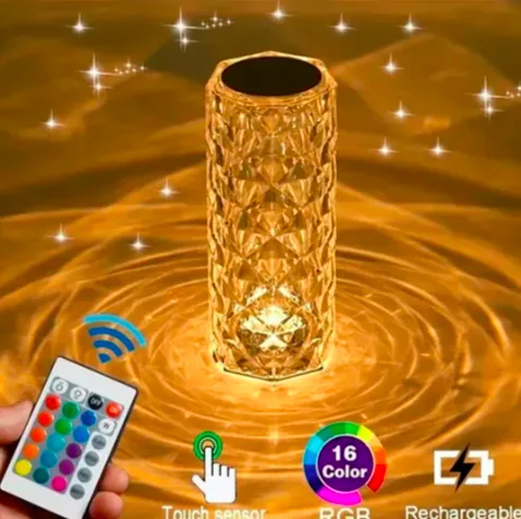 Lámpara táctil RGB efecto cristal con control