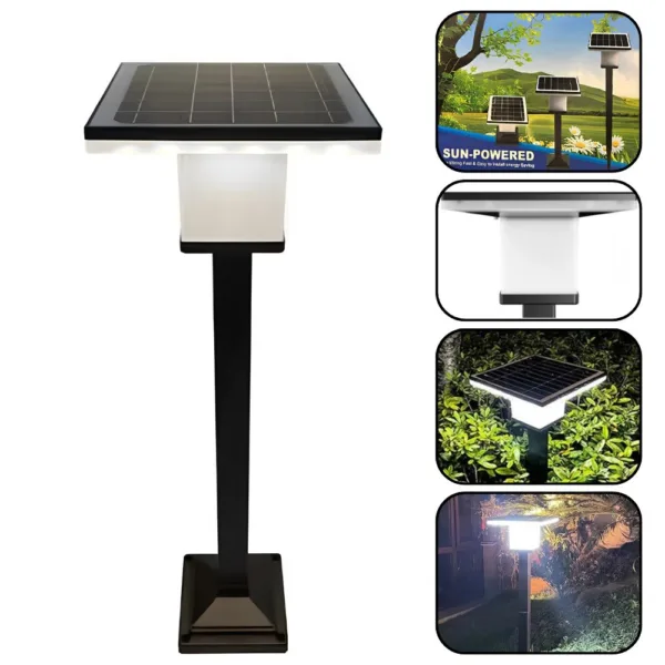 Lámpara solar de pedestal para jardín