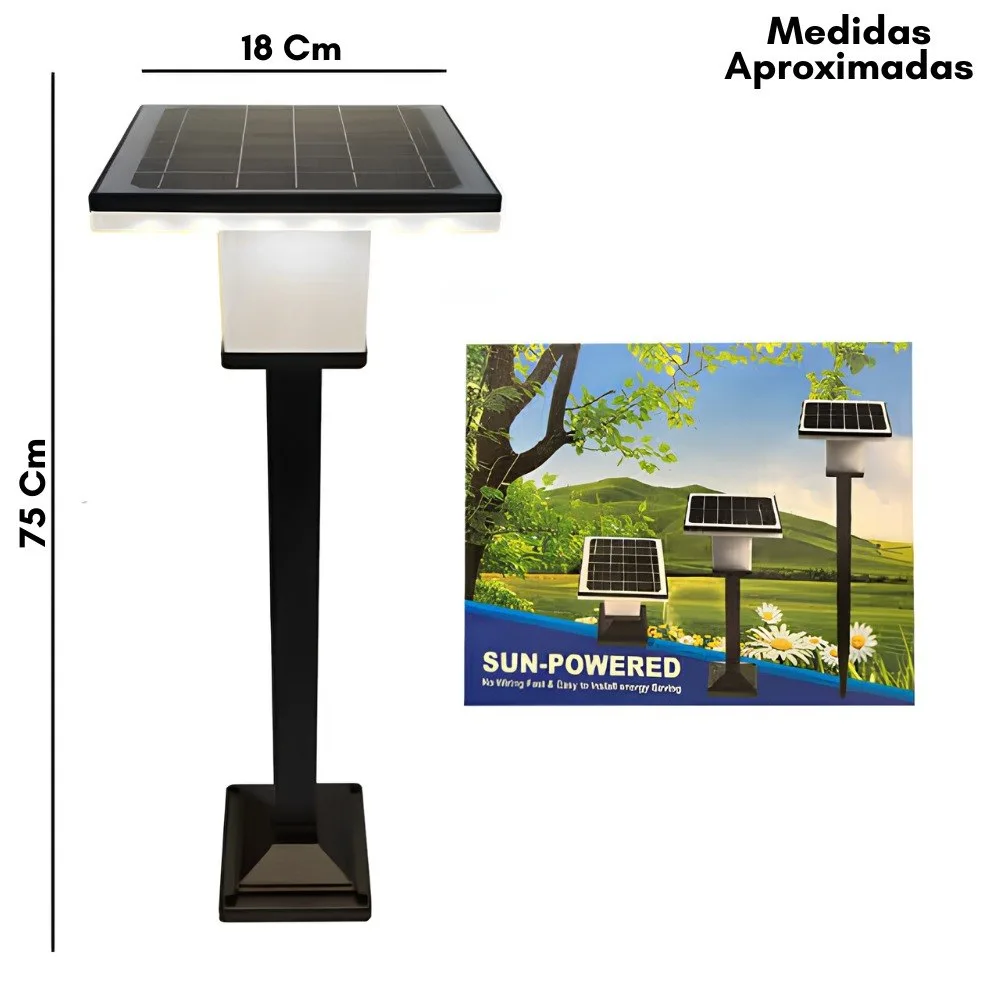 Lámpara solar de pedestal para jardín