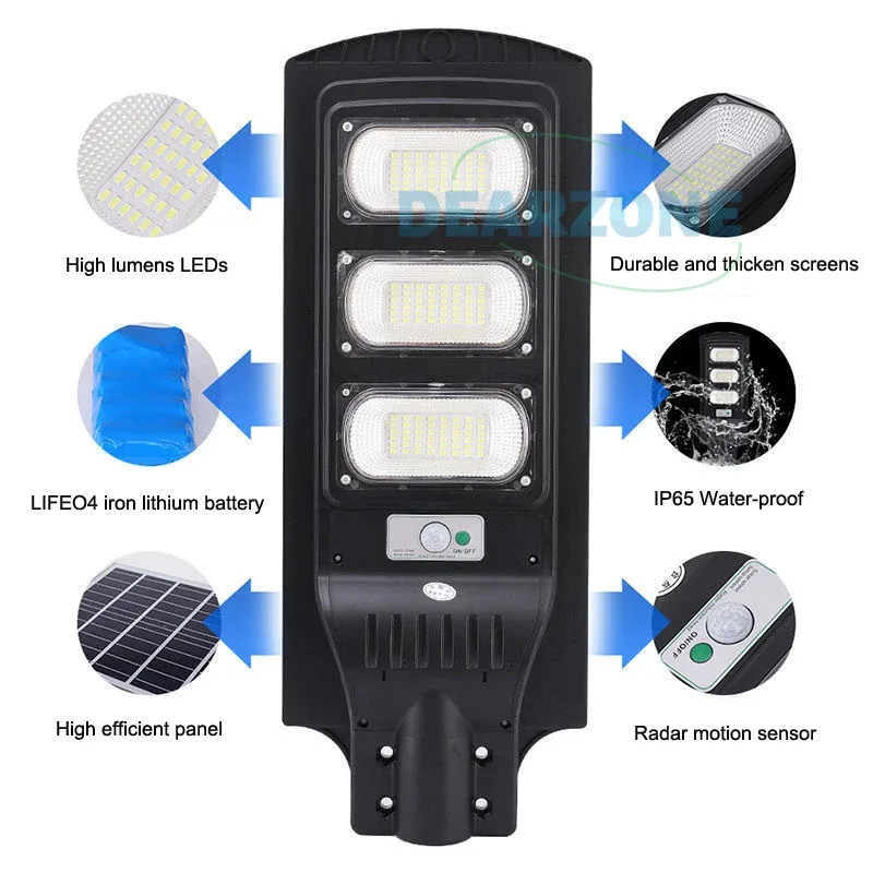 Lámpara solar de poste con control remoto