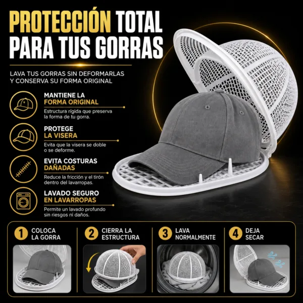 Malla protectora para lavar gorras en lavadora