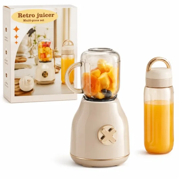 Licuadora portátil recargable estilo retro con vaso