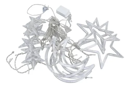 Cortina de luces navideñas de luna y estrellas 3 m