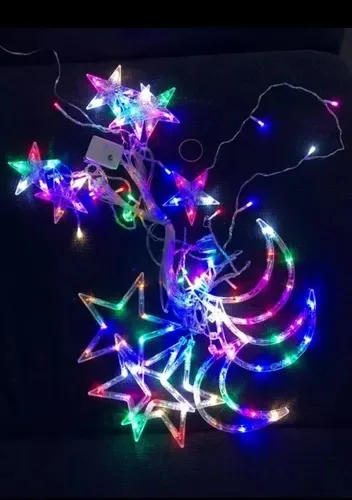 Cortina de luces navideñas de luna y estrellas 3 m