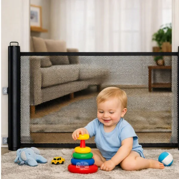 Barrera retráctil de seguridad para mascotas y niños