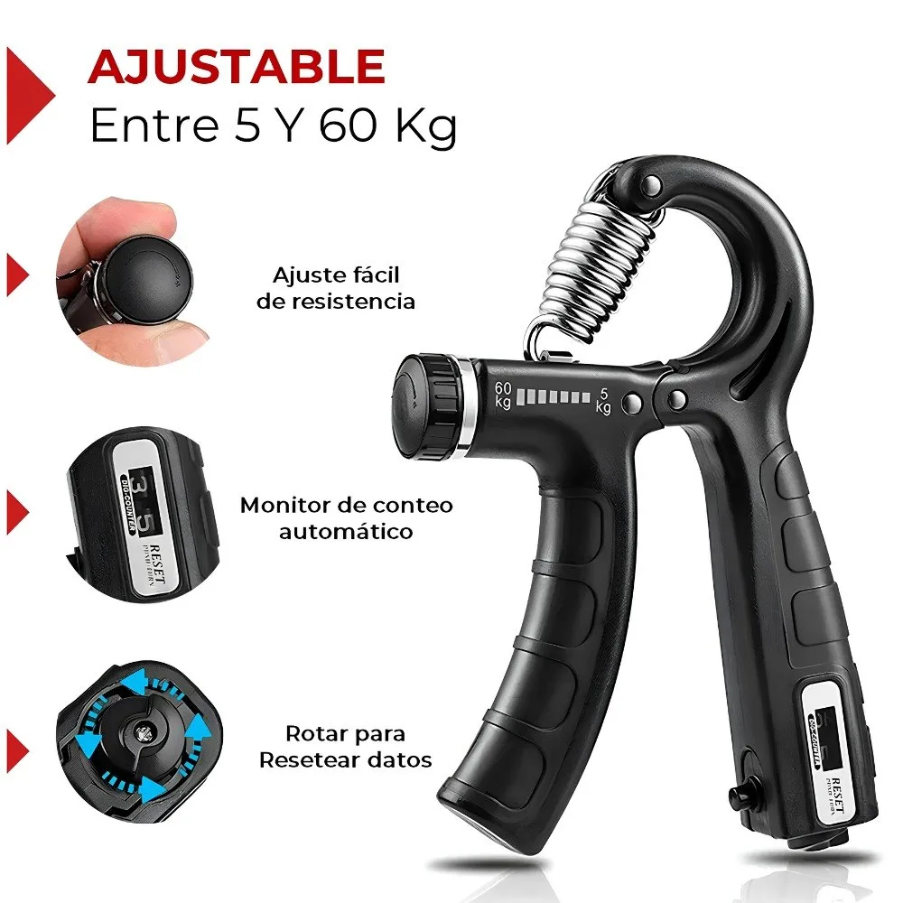Ejercitador de agarre ajustable con contador