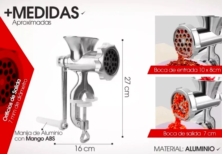 Máquina de moler manual con embudo