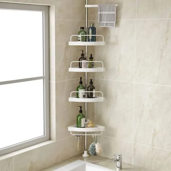 Combo organizador esquinero de baño y dispensador de crema dental
