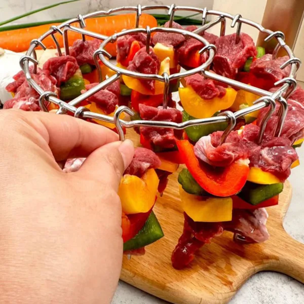 Parrilla de acero para freidora de aire con 16 ganchos