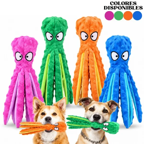Juguete pulpo de peluche con sonido para perro