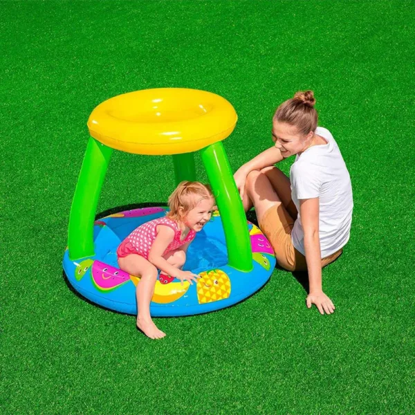 Piscina inflable infantil con techo de frutas