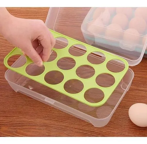 Porta huevos plástico con tapa para 15 huevos