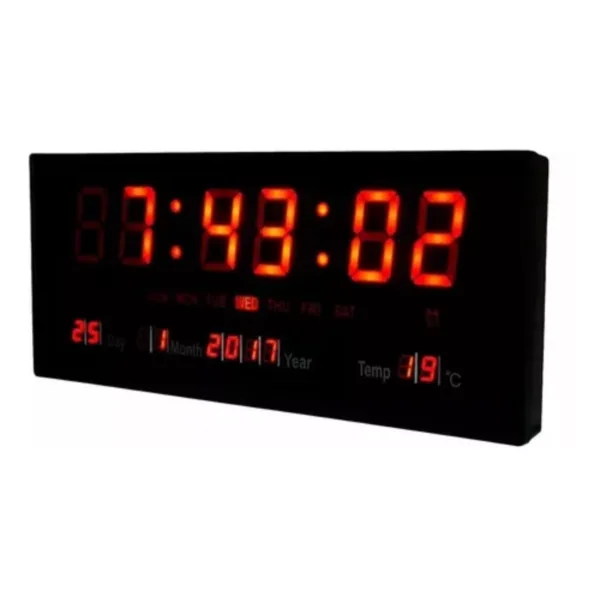 Reloj LED de pared con calendario y temperatura