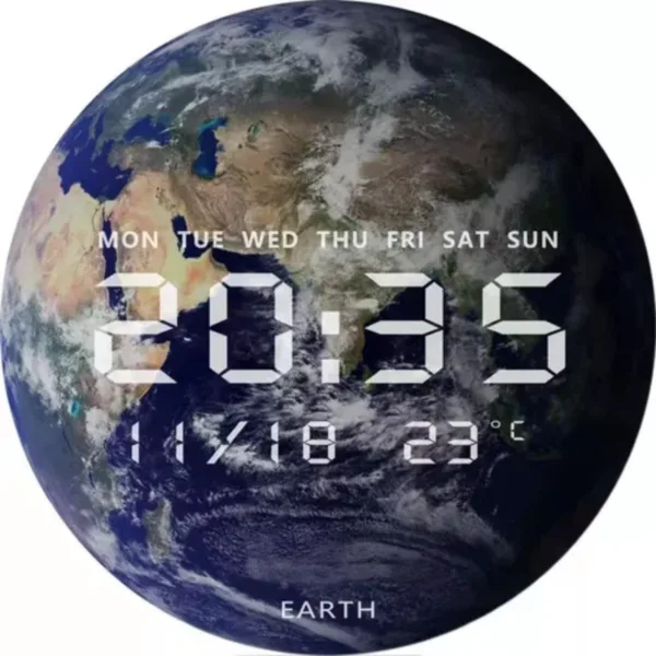 Reloj de pared digital 3D diseño planeta Tierra