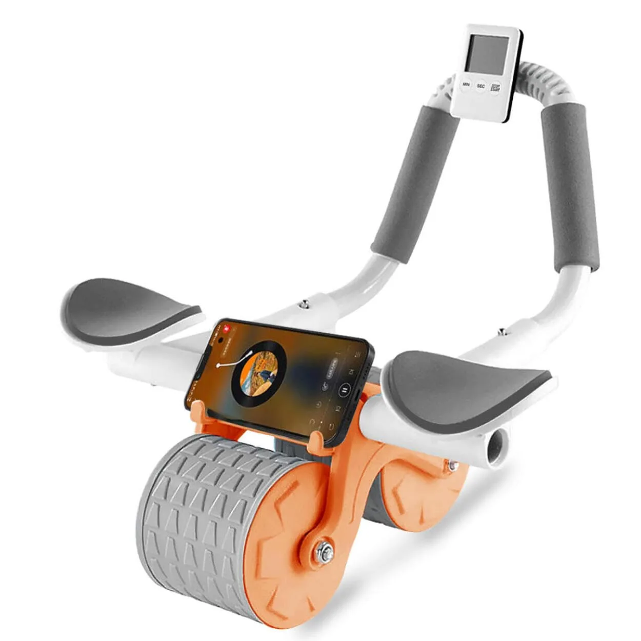 Rueda abdominal con rebote automático y pantalla