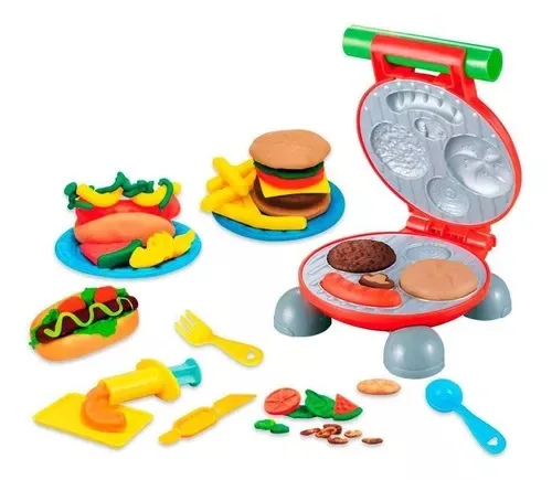 Set de plastilina parrilla de hamburguesas